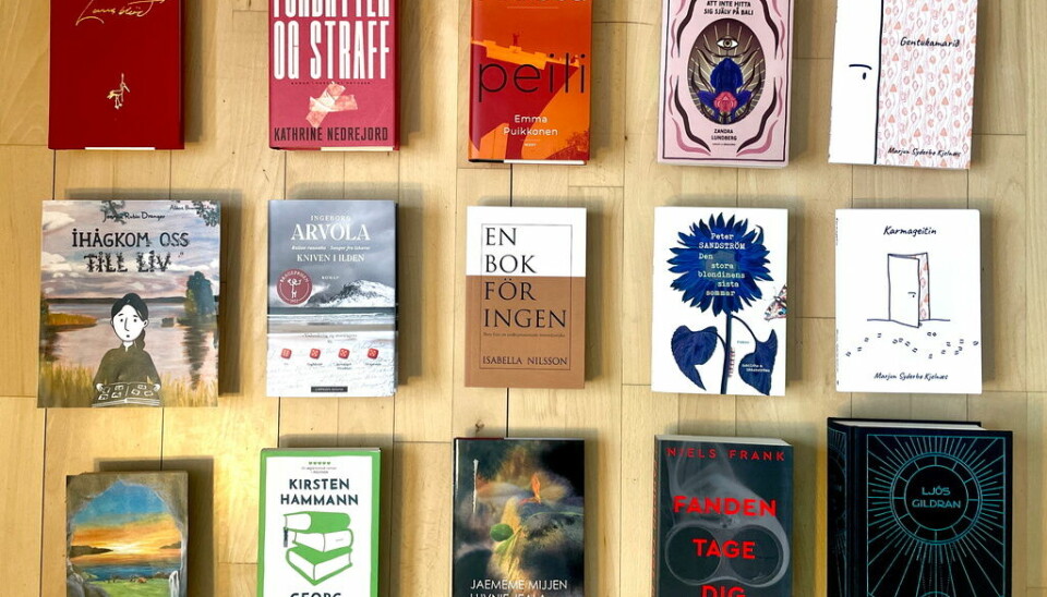 Böckerna som nominerats till Nordiska Rådets litteraturpris. Pressbild.